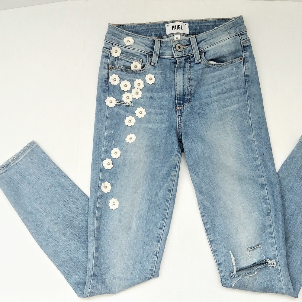 PAIGE Studded Hoxton Ankle Skinny Jeans